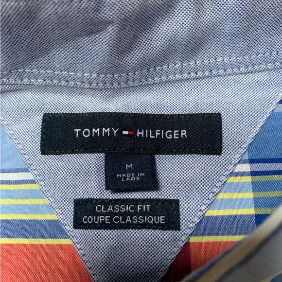 Tommy Hilfiger Shirt Mens Medium Red Blue Yellow Long Sleeve Button Down Plaid - Picture 7 of 10
